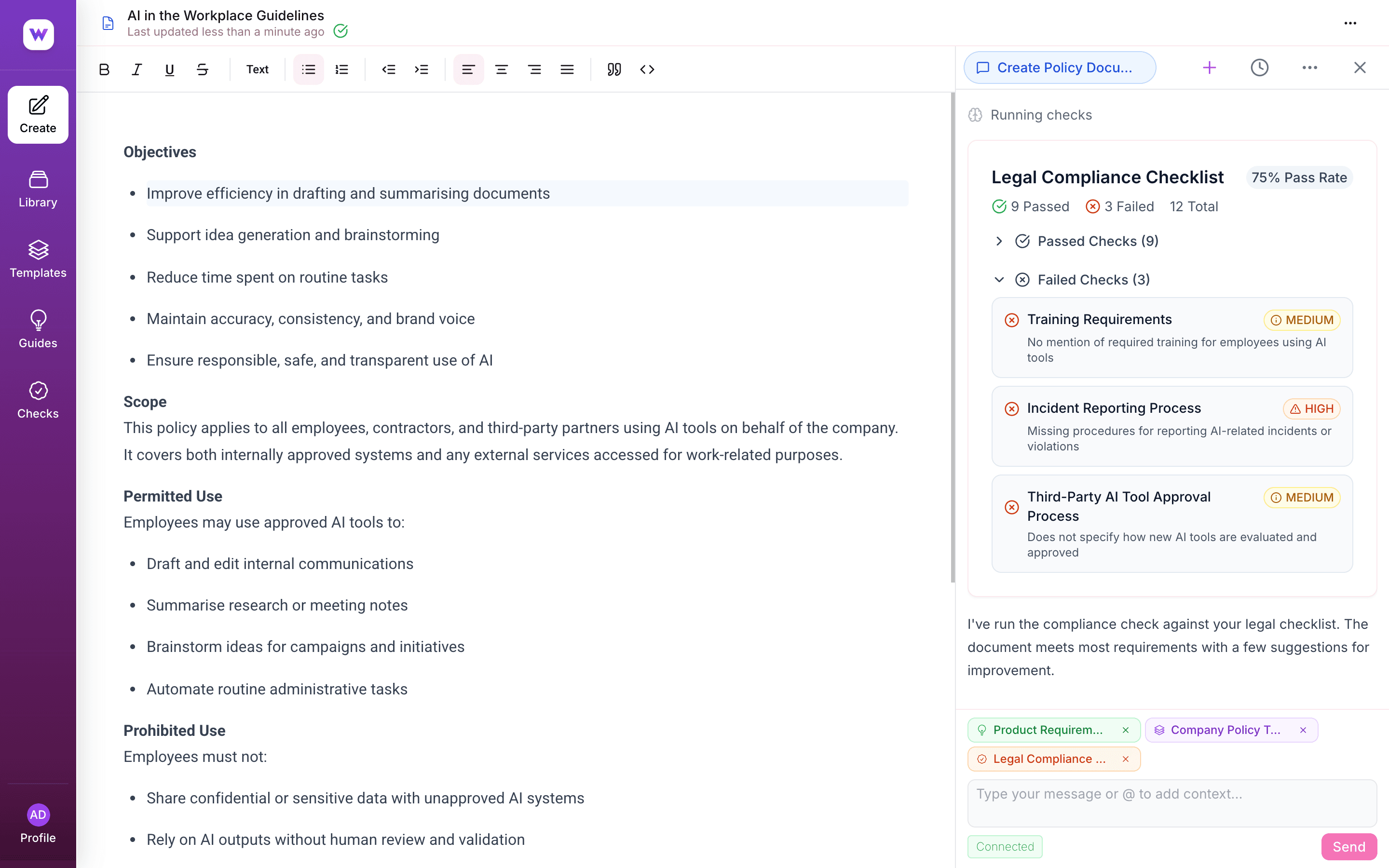 WhatsKey product interface showing AI-powered document analysis